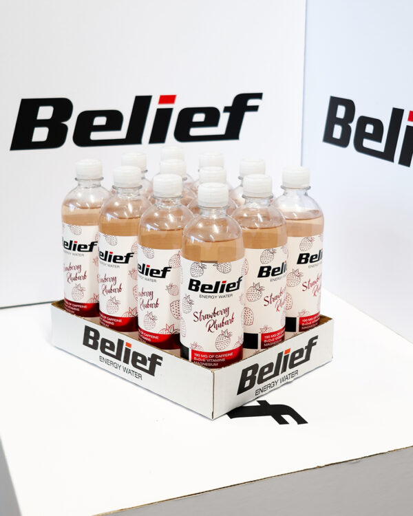 belief energy water, caffeine water strawberry